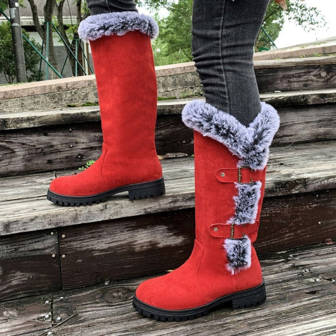 Marie | Damen Hohe Winterstiefel mit Schnallen