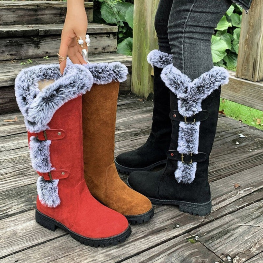 Marie | Damen Hohe Winterstiefel mit Schnallen