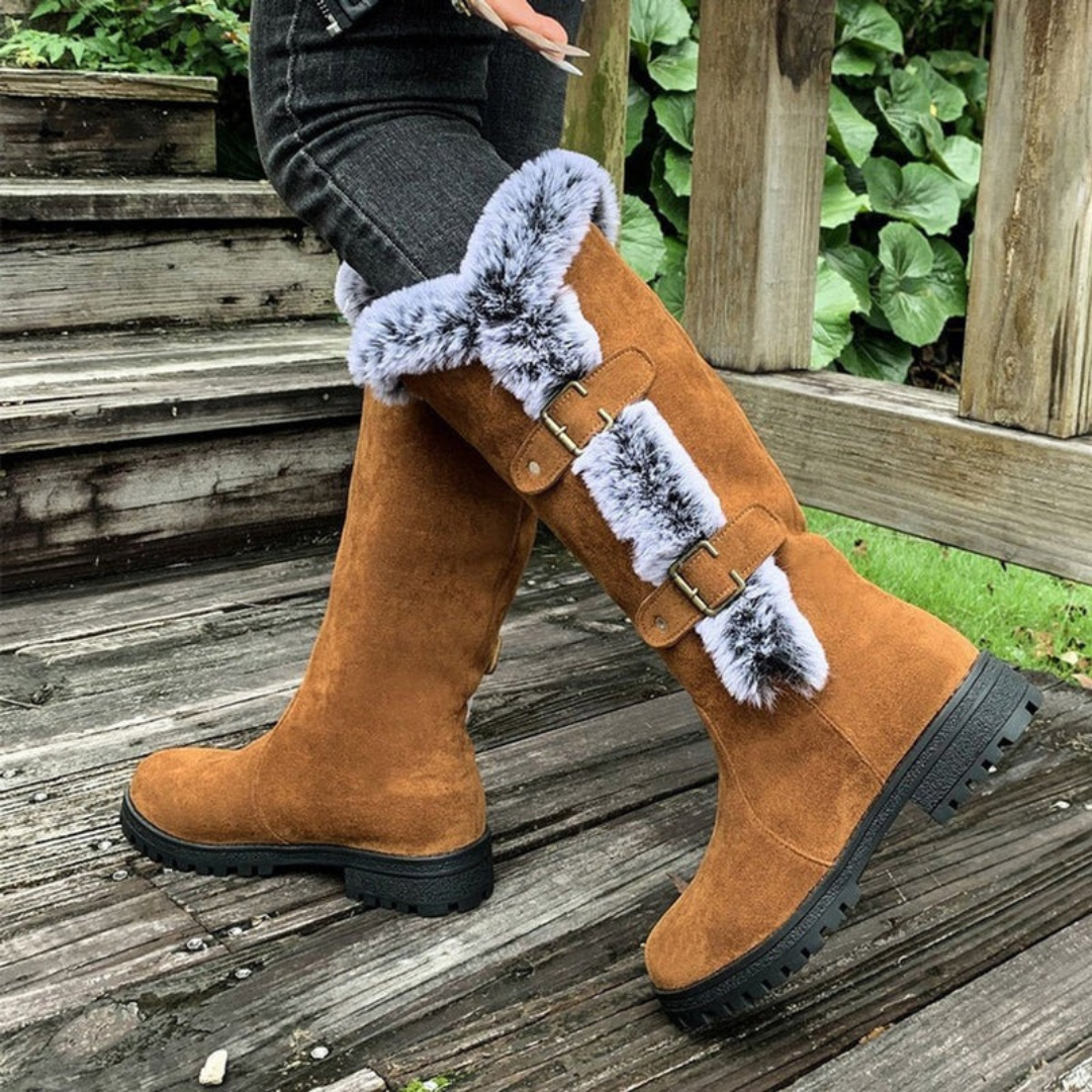 Marie | Damen Hohe Winterstiefel mit Schnallen