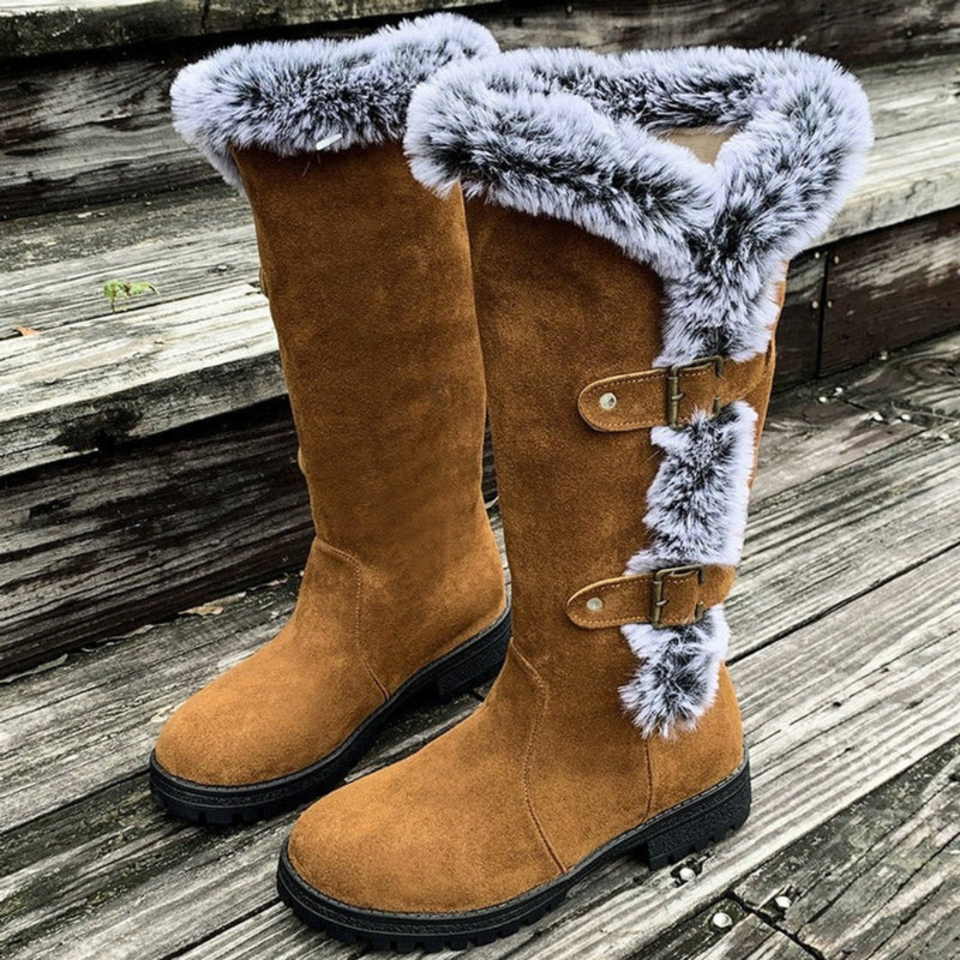 Marie | Damen Hohe Winterstiefel mit Schnallen