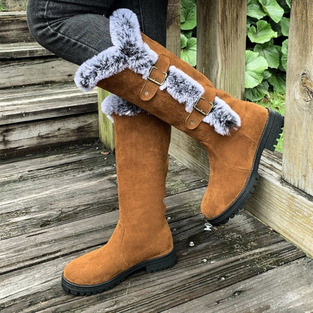 Marie | Damen Hohe Winterstiefel mit Schnallen