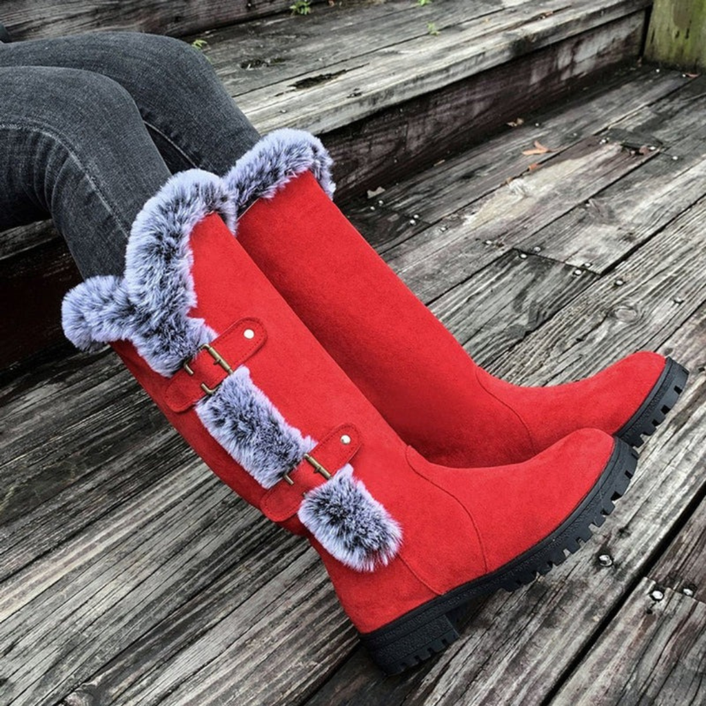 Marie | Damen Hohe Winterstiefel mit Schnallen
