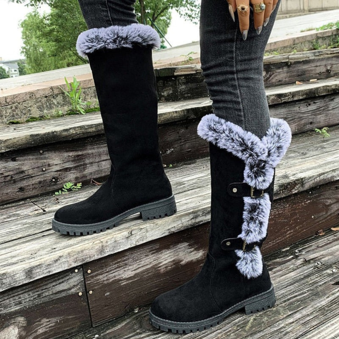 Marie | Damen Hohe Winterstiefel mit Schnallen