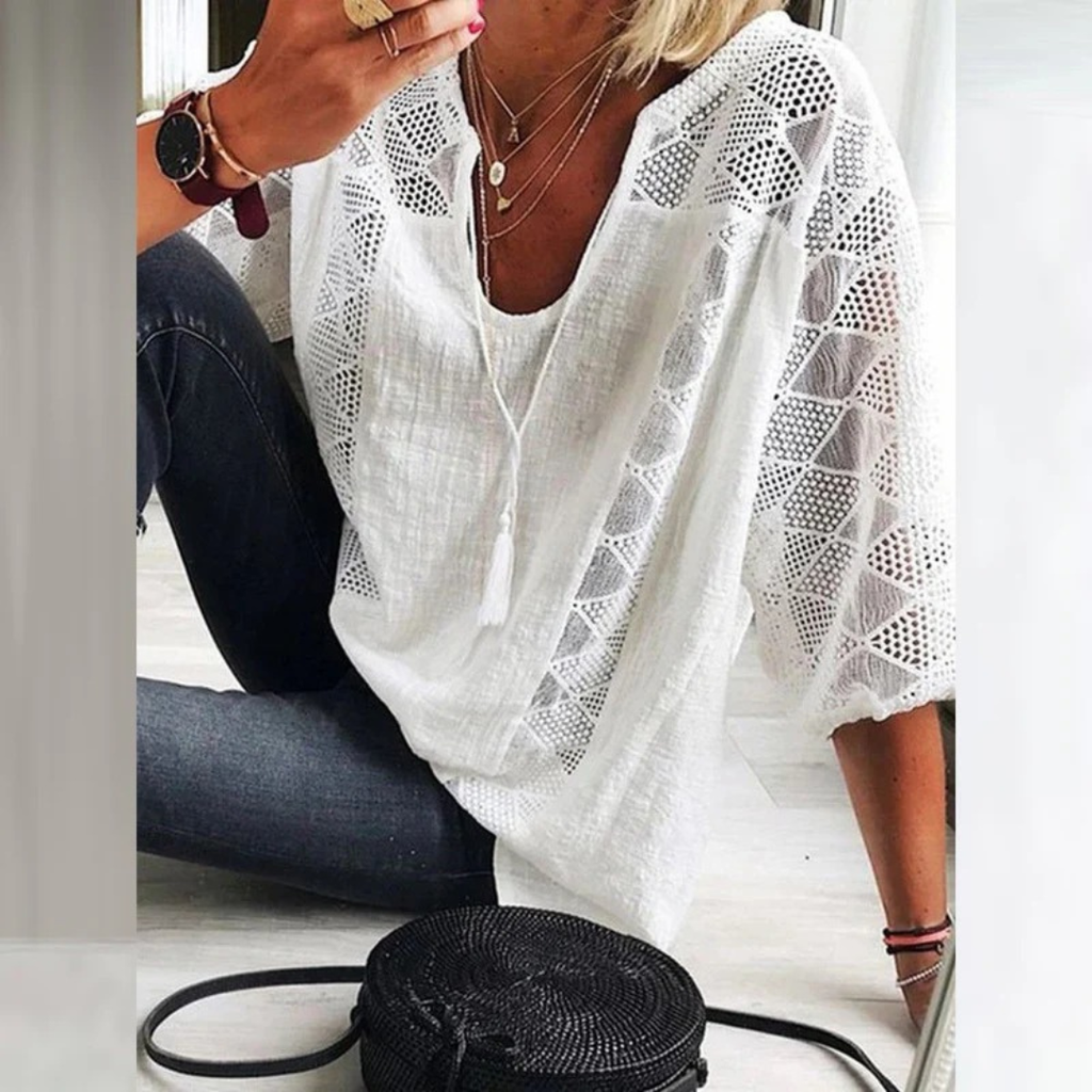 Marietta | Damen Leichte Boho Bluse für Alltag und Freizeit