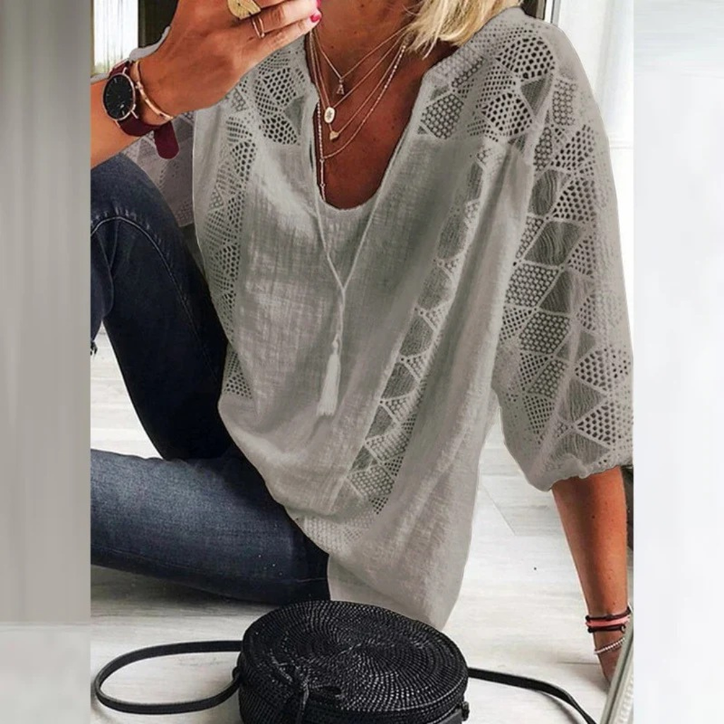 Marietta | Damen Leichte Boho Bluse für Alltag und Freizeit