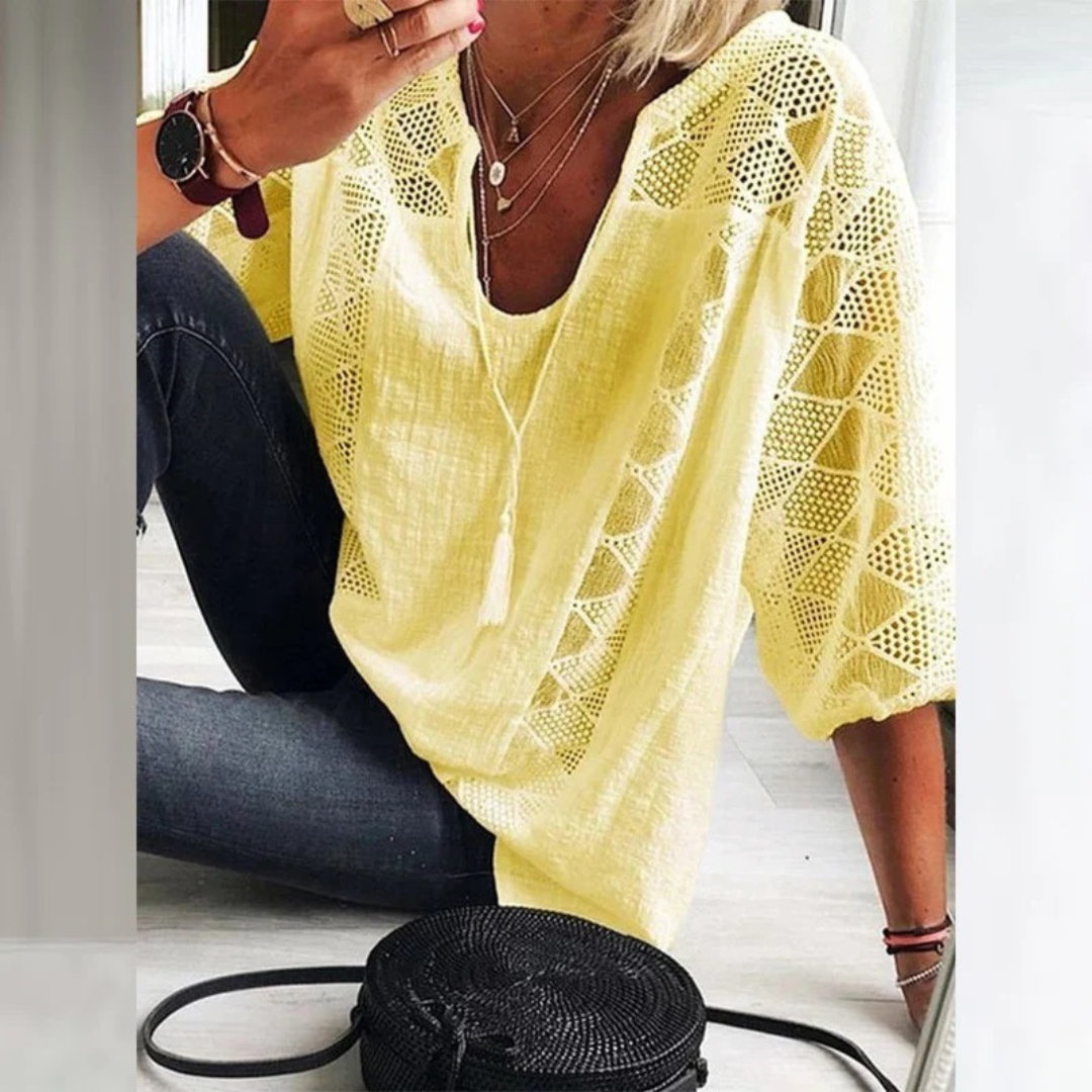 Marietta | Damen Leichte Boho Bluse für Alltag und Freizeit