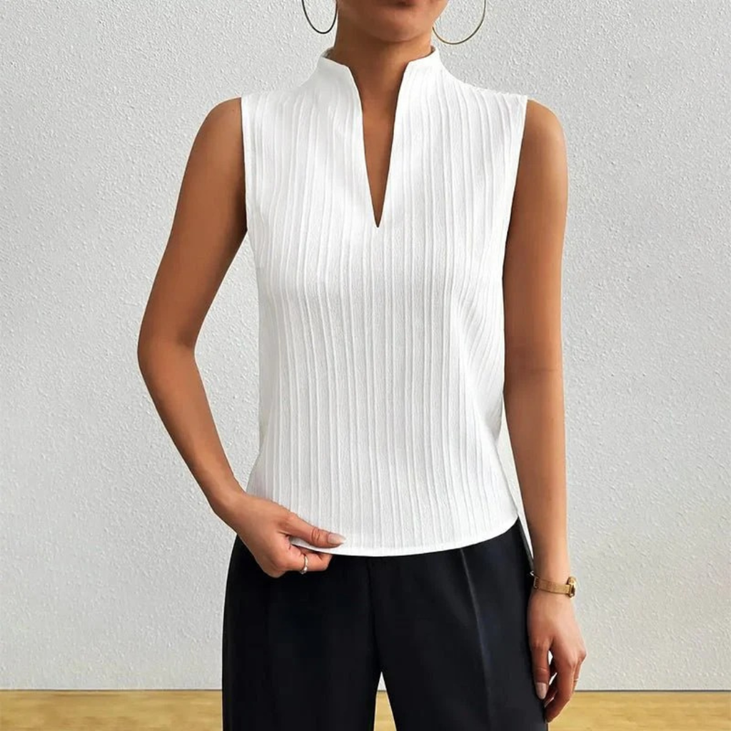 Marika | Damen Weiß Sommer bluse Mit V-Ausschnitt
