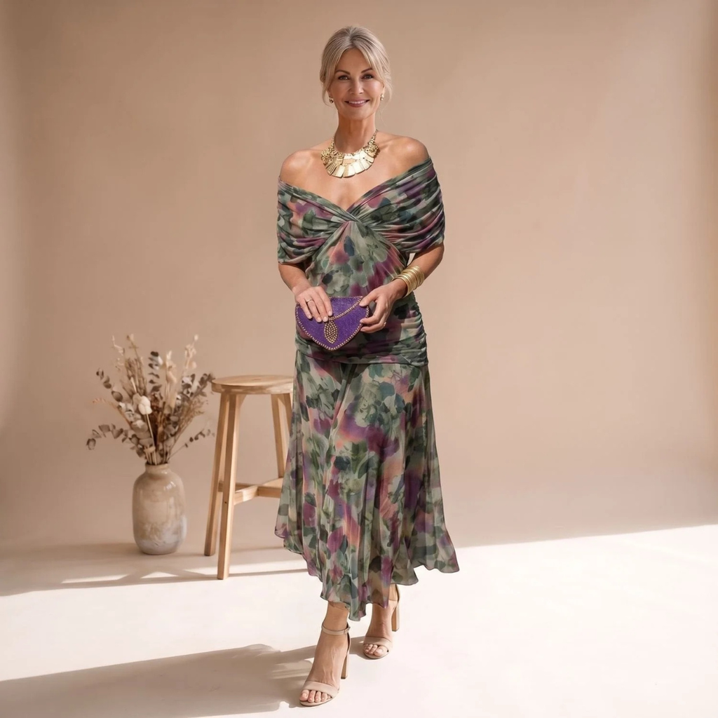 Marion | Damen Abendkleid mit V-Ausschnitt und Midi Schnitt