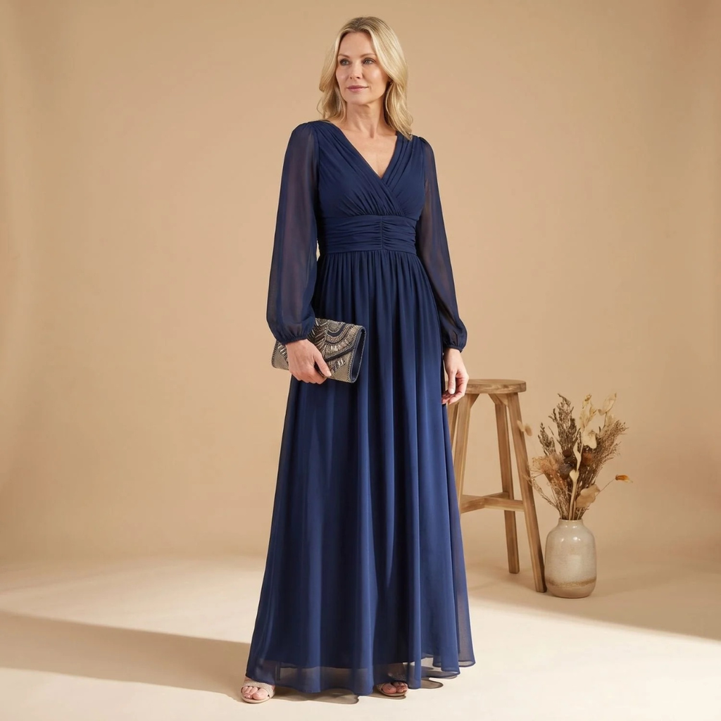 Marion | Damen Abendkleid mit V-Ausschnitt und Midi Schnitt