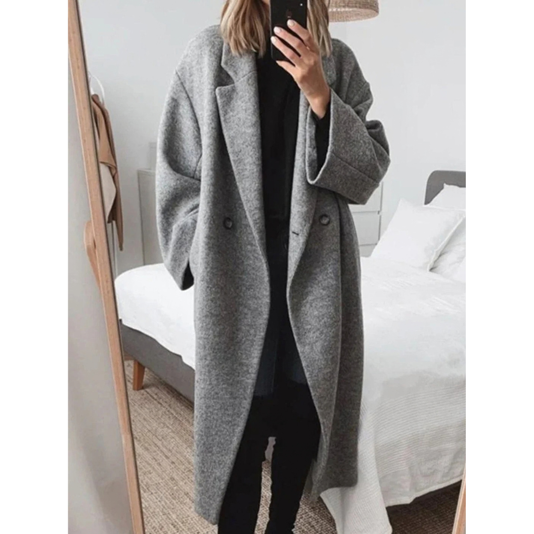 Marion | Damen Lange Winterjacke im Oversize Stil mit Taschen und Revers