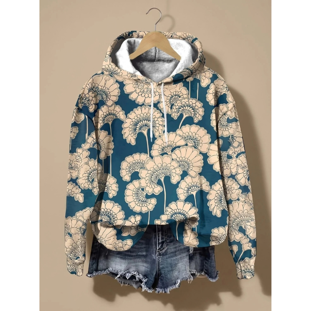 Marionette | Damen Hoodie mit Kapuze und Blumen Design