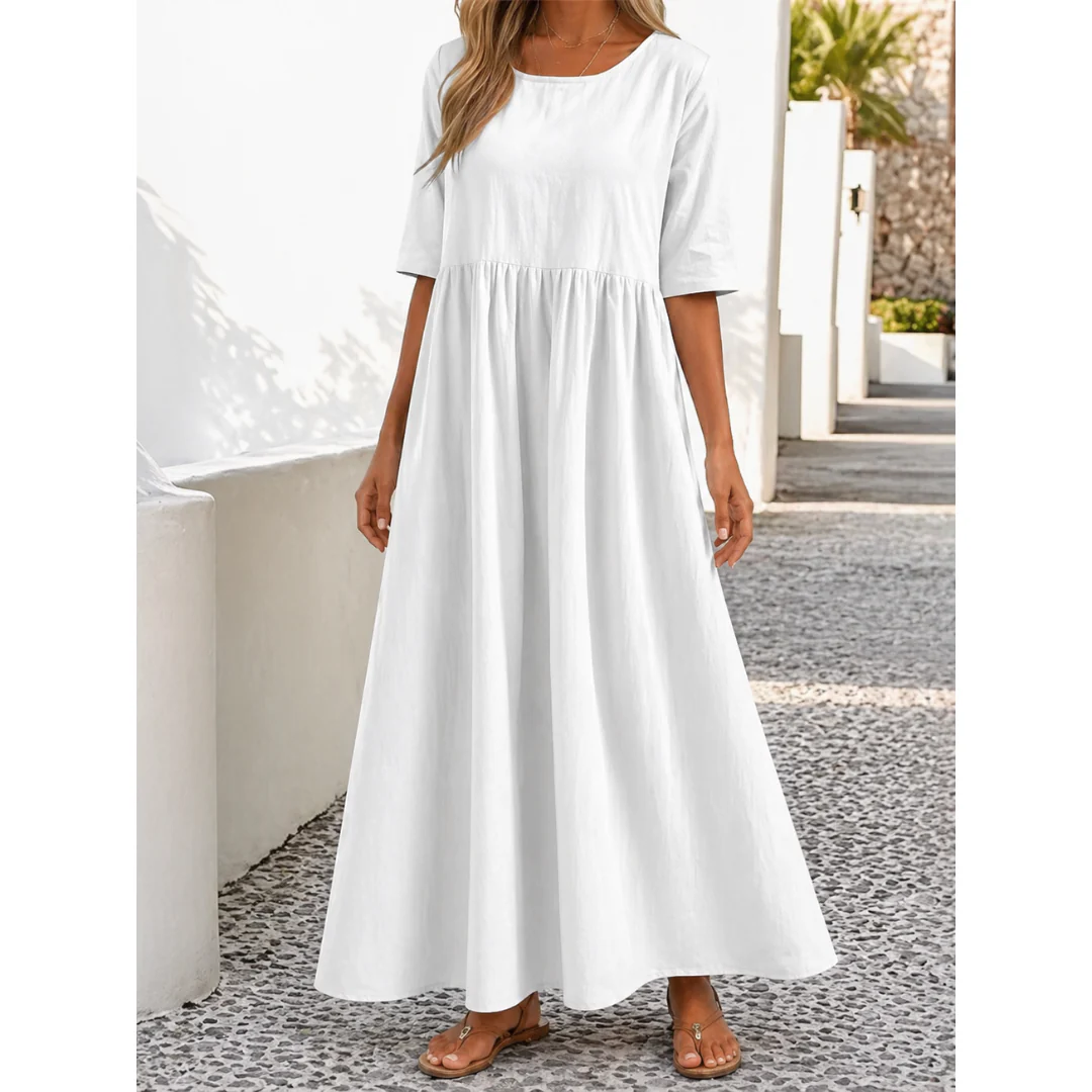 Mariselle | Damen Leinen Midikleid für Sommer