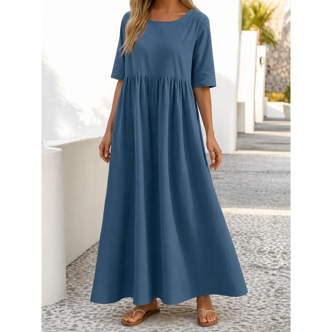 Mariselle | Damen Leinen Midikleid für Sommer