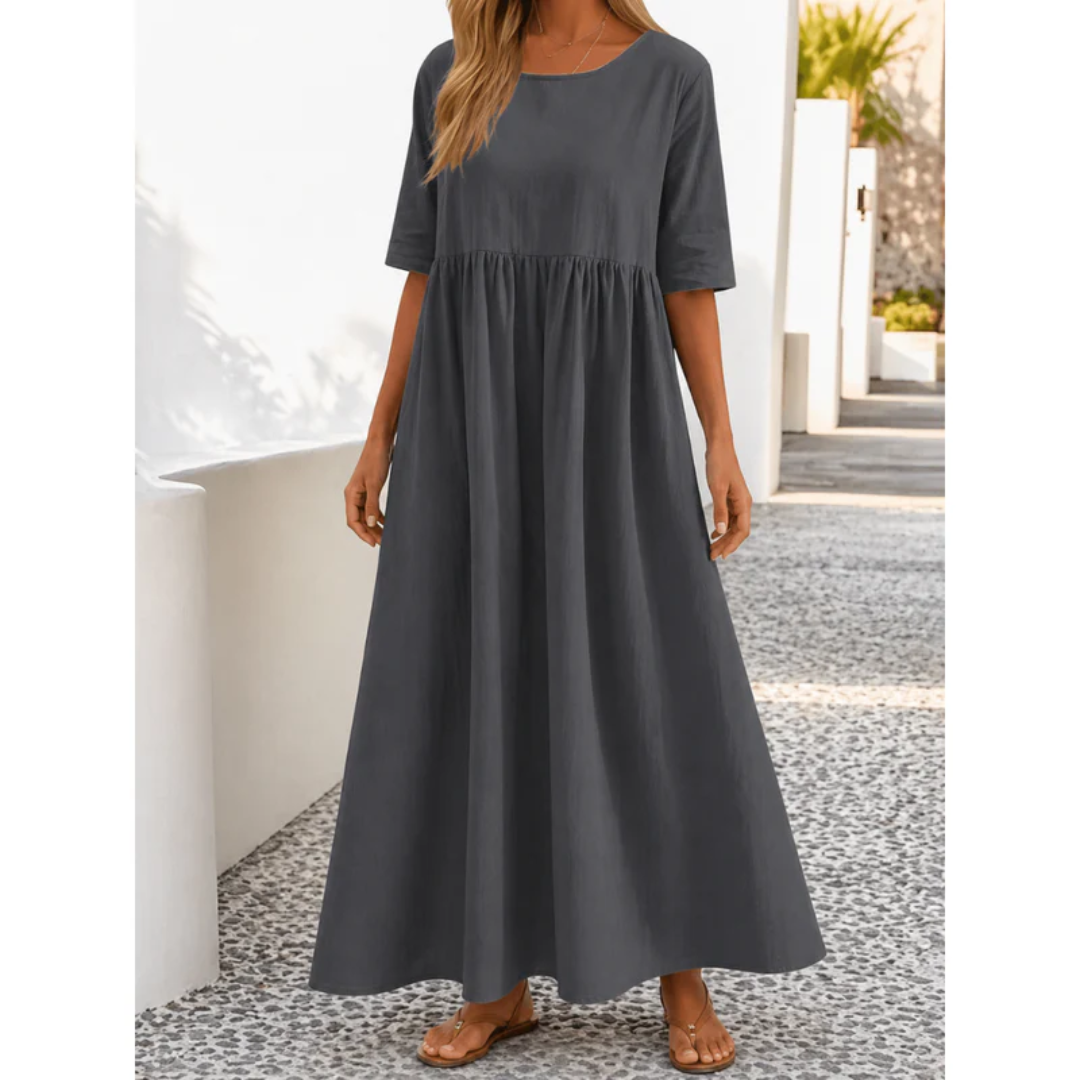 Mariselle | Damen Leinen Midikleid für Sommer