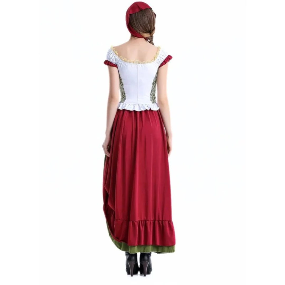 Marissa | Damen Burgunder Oktoberfest Dirndl Kleid
