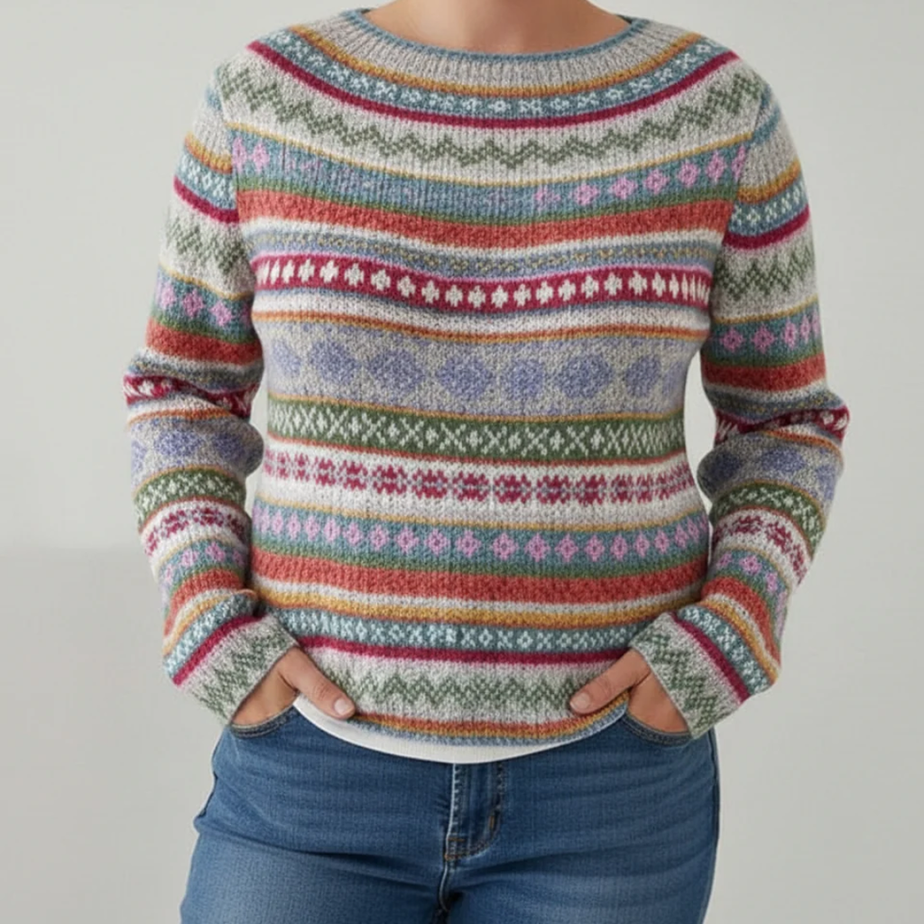 Marit | Damen Strickpullover für Große Größen mit Strickmuster und Langarm