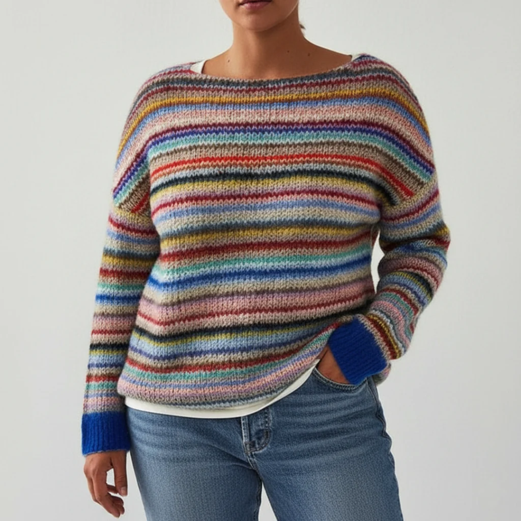 Marit | Damen Strickpullover für Große Größen mit Strickmuster und Langarm