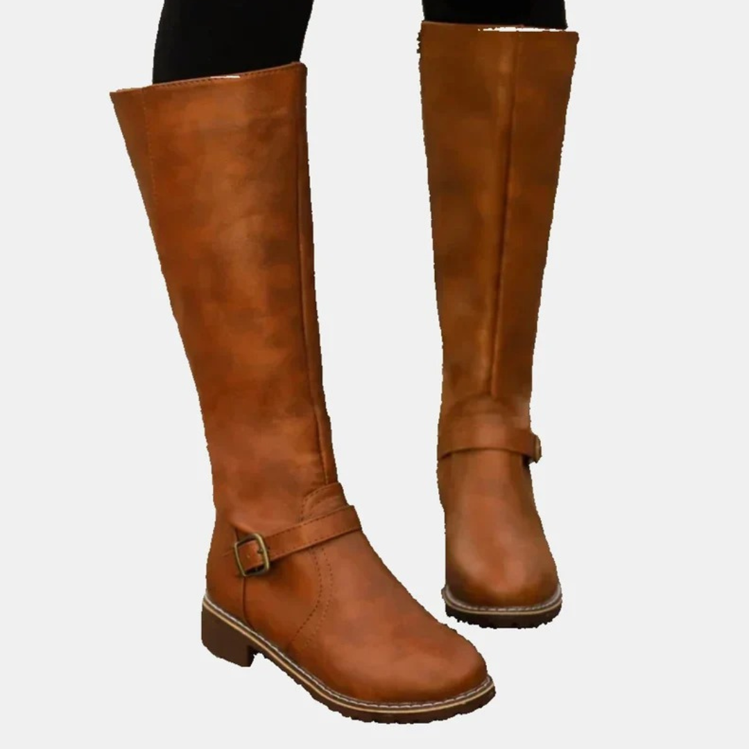 Marlene | Damen Orthopädische Stiefel mit Langem Schaft, Reißverschluss und Schnalle