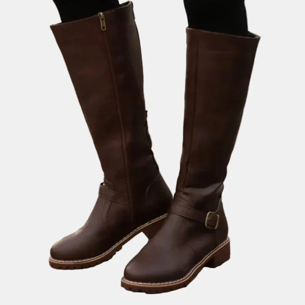 Marlene | Damen Orthopädische Stiefel mit Langem Schaft, Reißverschluss und Schnalle