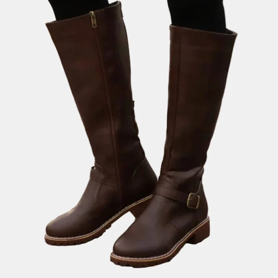 Marlene | Damen Orthopädische Stiefel mit Langem Schaft, Reißverschluss und Schnalle
