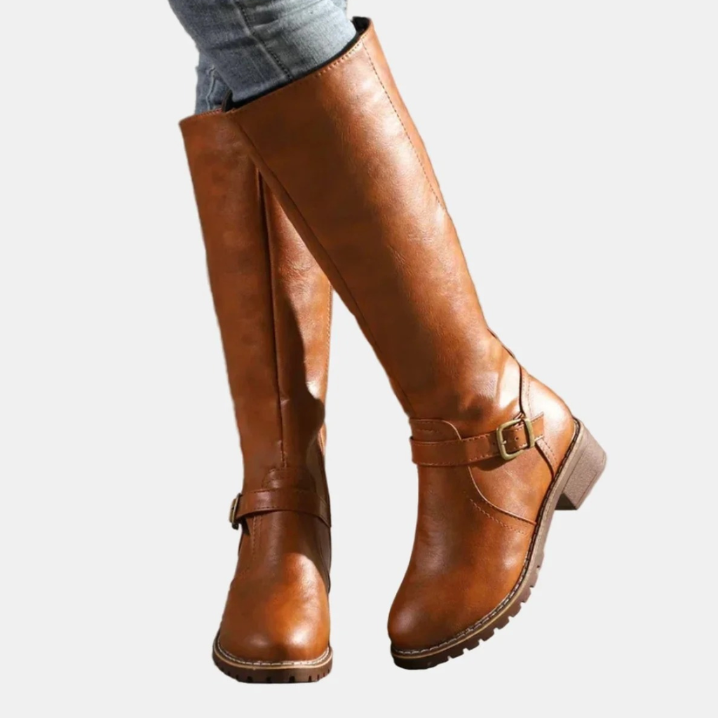 Marlene | Damen Orthopädische Stiefel mit Langem Schaft, Reißverschluss und Schnalle