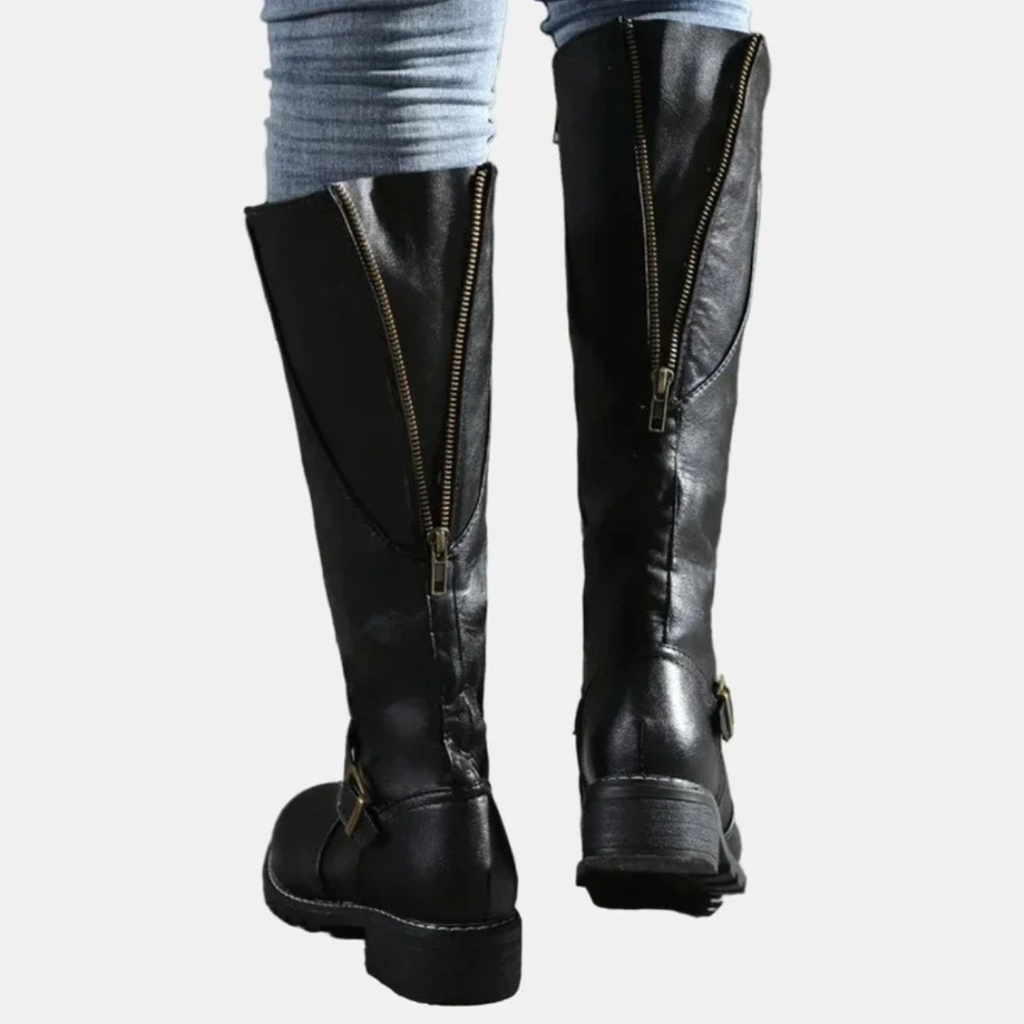 Marlene | Damen Orthopädische Stiefel mit Langem Schaft, Reißverschluss und Schnalle