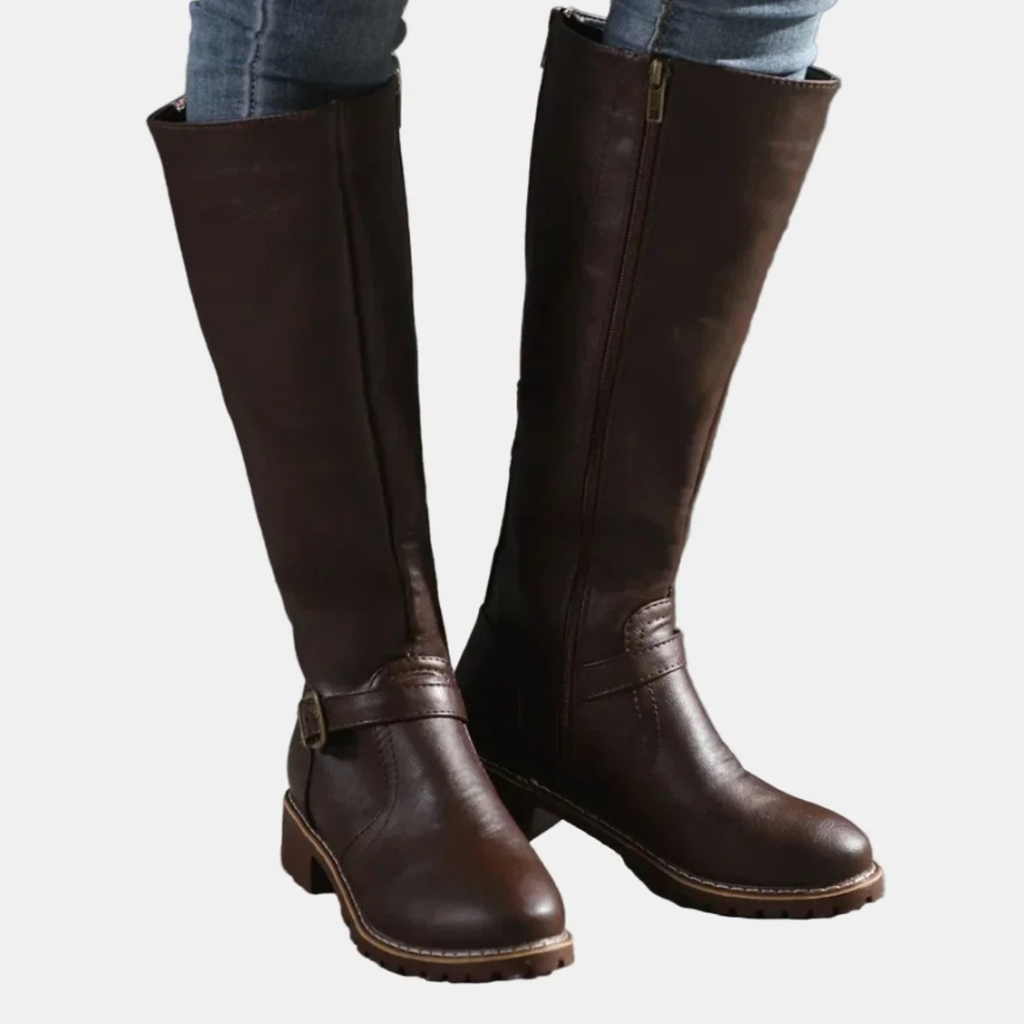 Marlene | Damen Orthopädische Stiefel mit Langem Schaft, Reißverschluss und Schnalle