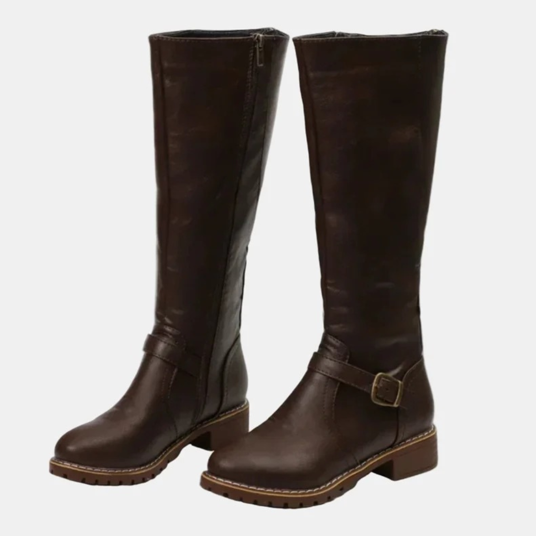 Marlene | Damen Orthopädische Stiefel mit Langem Schaft, Reißverschluss und Schnalle