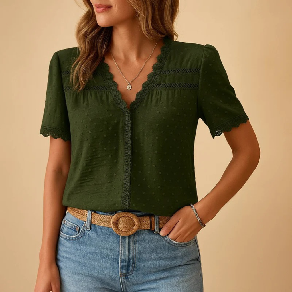Marlene | Damen Stilvolle Kurzarm bluse