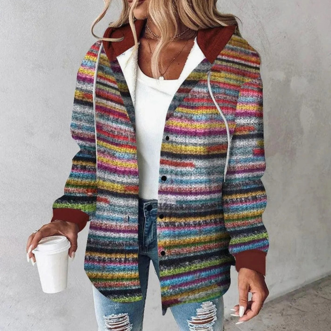Marli | Damen Strickjacke mit Kapuze und Knöpfen