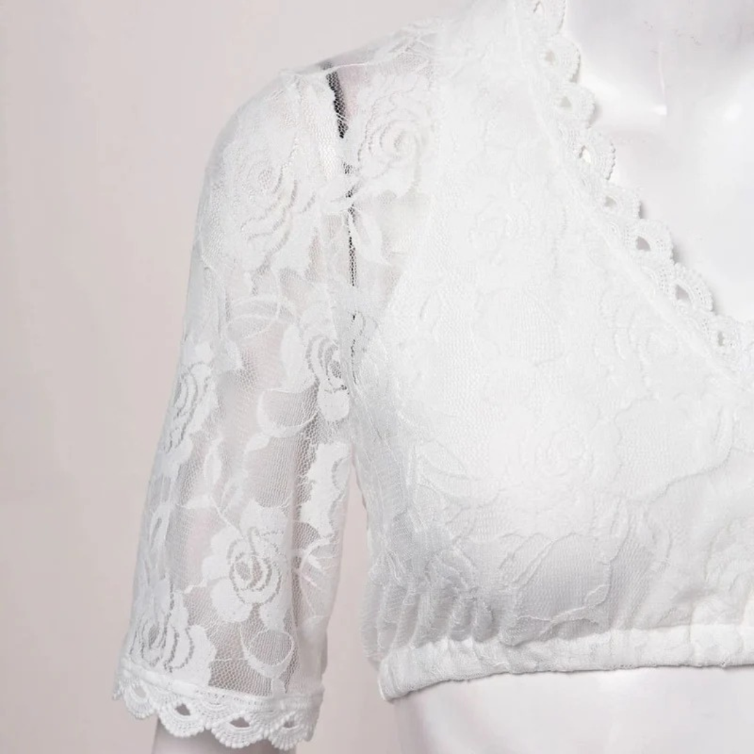 Marlies | Damen Weiße Oktoberfest Dirndlbluse
