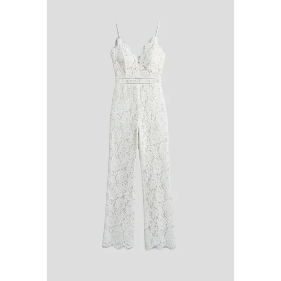 Gabriele | Damen Jumpsuit Mit V Ausschnitt Und Spitze Für Abend