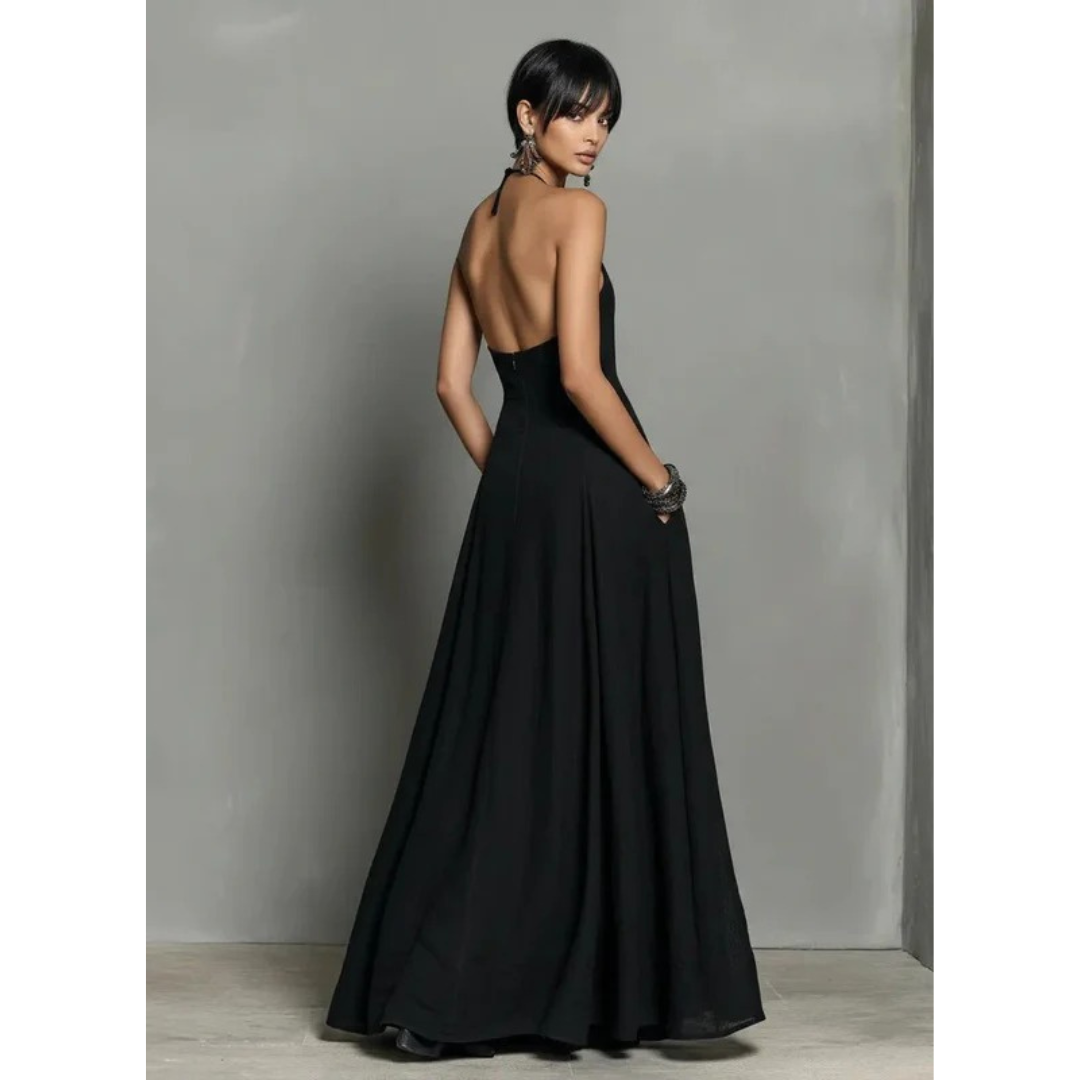 Marta | Damen Neckholder Maxikleid Ärmellos