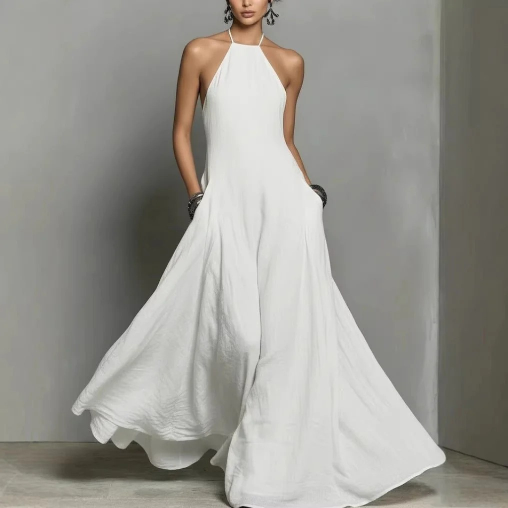 Marta | Damen Neckholder Maxikleid Ärmellos