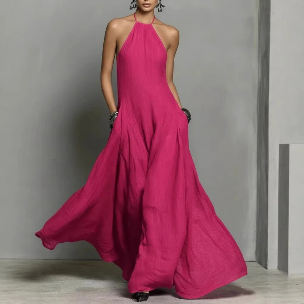 Marta | Damen Neckholder Maxikleid Ärmellos