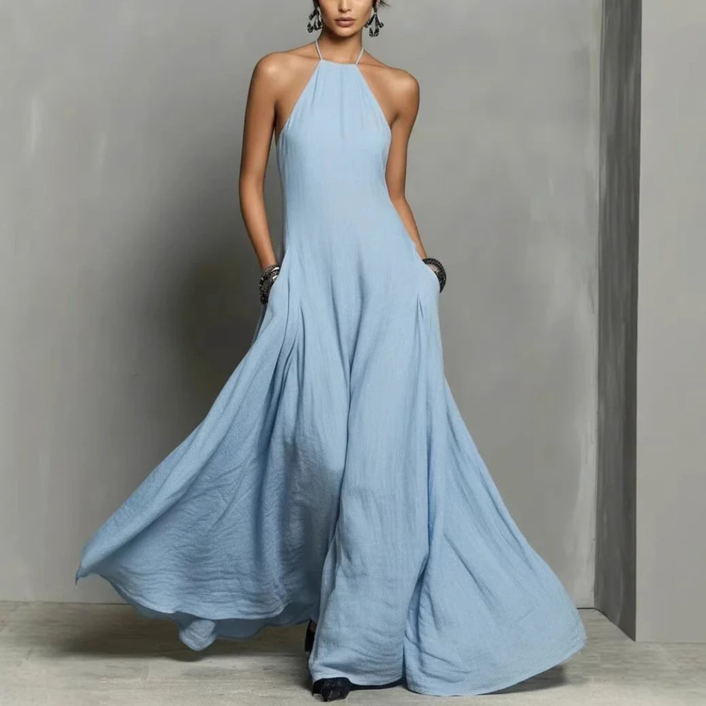 Marta | Damen Neckholder Maxikleid Ärmellos