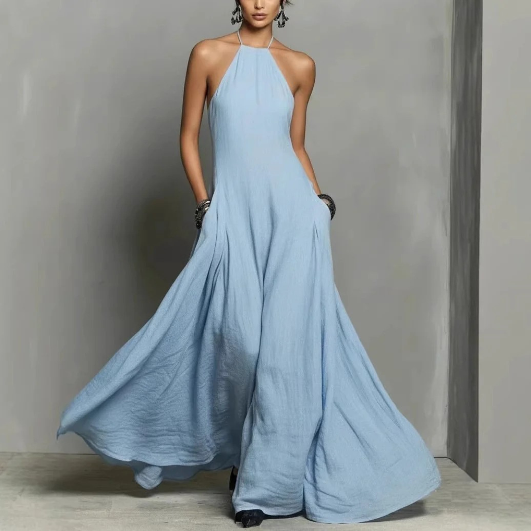 Marta | Damen Neckholder Maxikleid Ärmellos