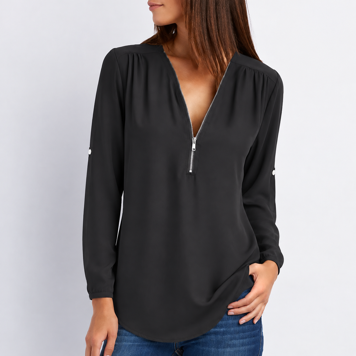 Martina | Damen Leichte Sommerbluse Mit V-Ausschnitt