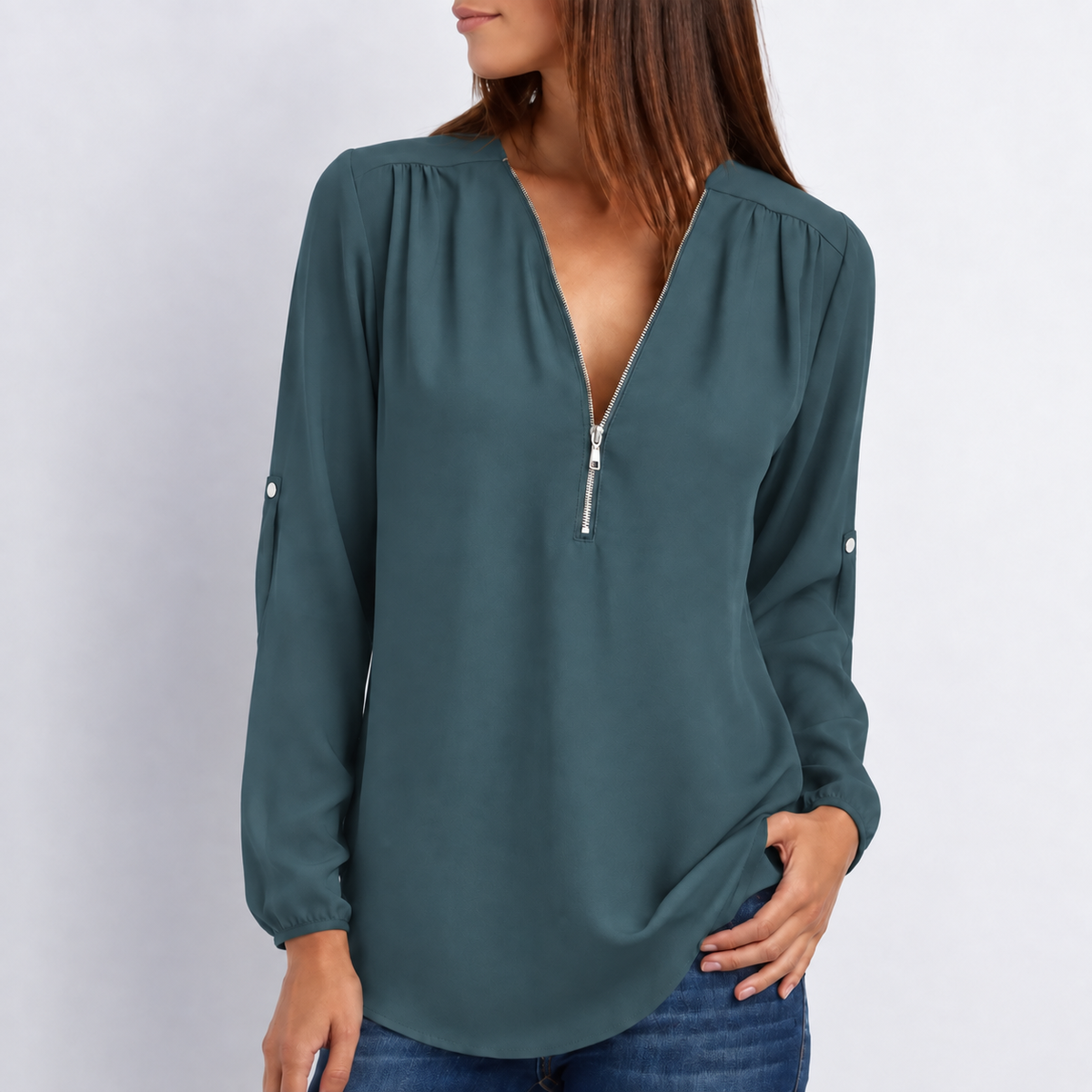 Martina | Damen Leichte Sommerbluse Mit V-Ausschnitt