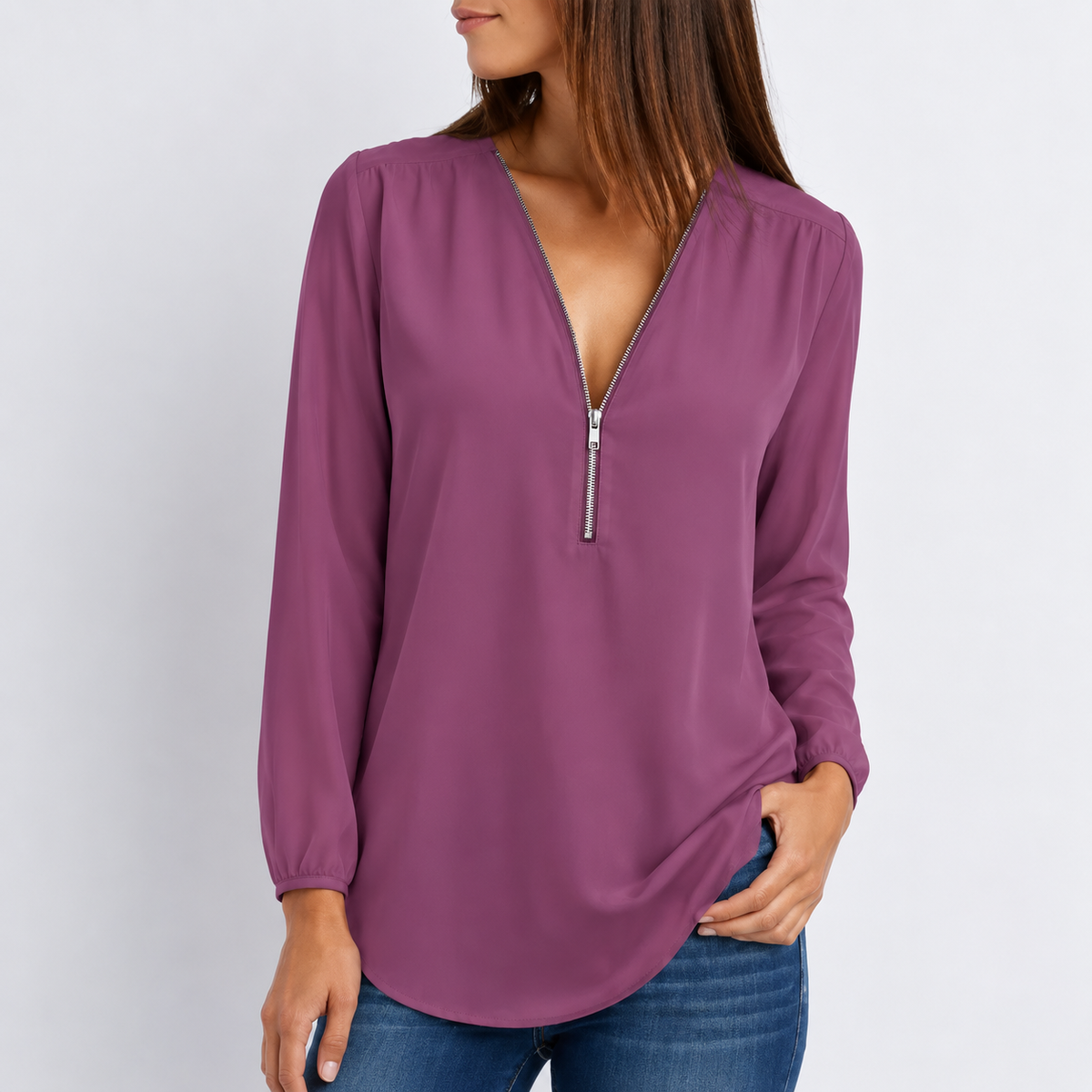Martina | Damen Leichte Sommerbluse Mit V-Ausschnitt