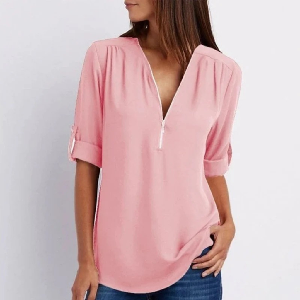 Martina | Damen Leichte Sommerbluse Mit V-Ausschnitt