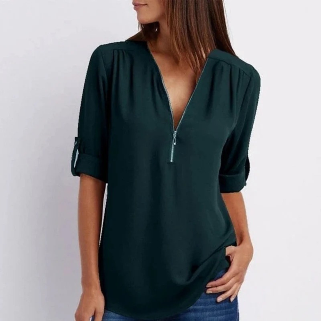 Martina | Damen Leichte Sommerbluse Mit V-Ausschnitt