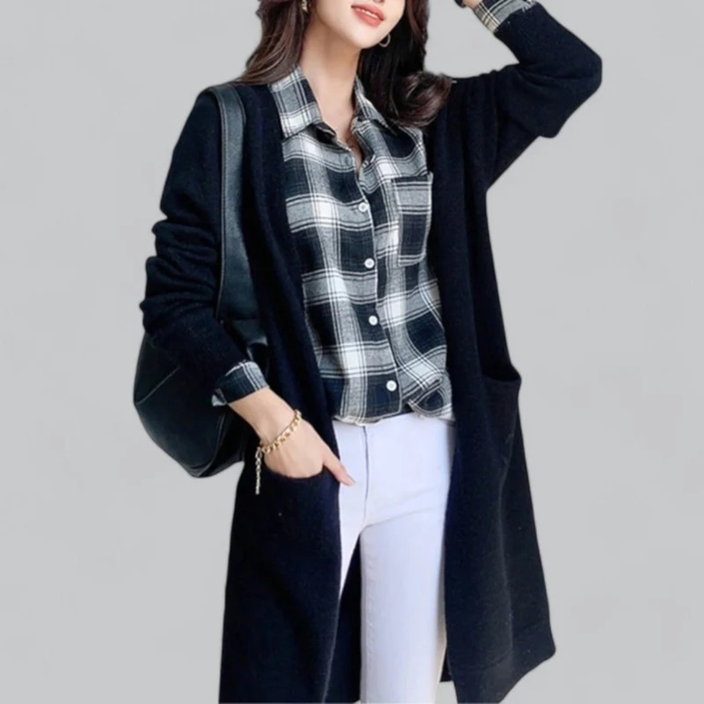 Mathilda | Damen Bequeme Lange Strickjacke