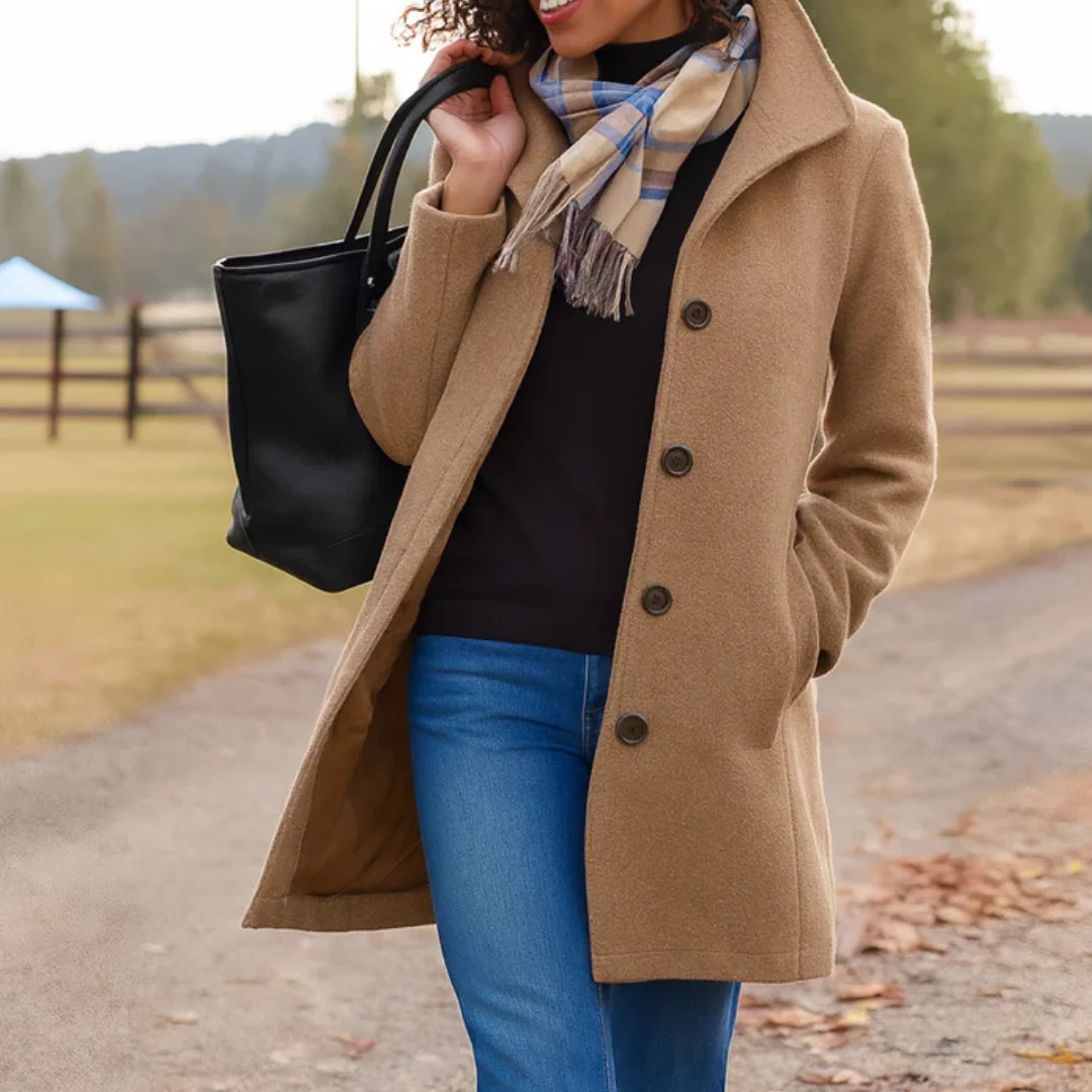 Mathilda | Damen Langer Trench Coat mit Knopfleiste