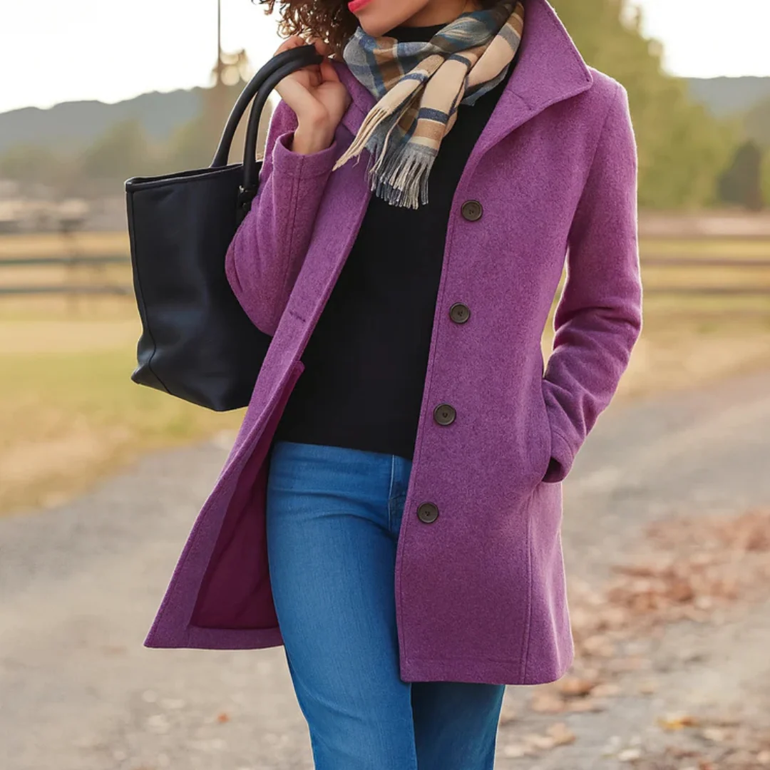 Mathilda | Damen Langer Trench Coat mit Knopfleiste