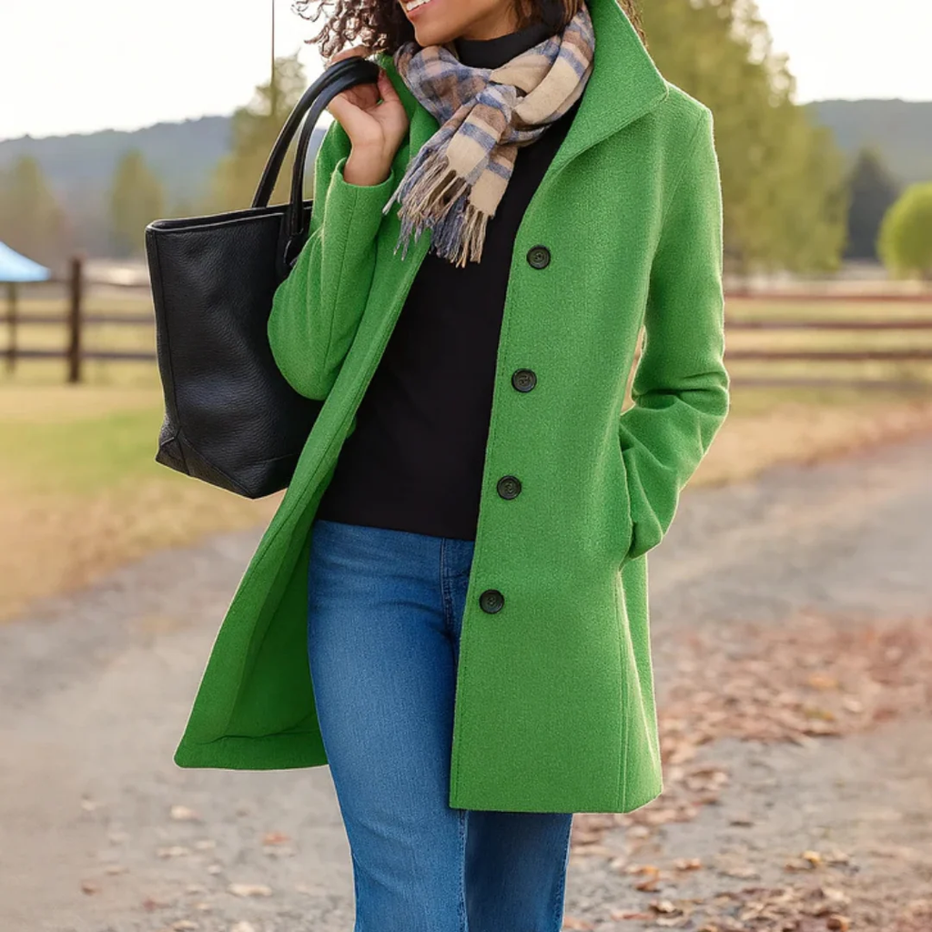 Mathilda | Damen Langer Trench Coat mit Knopfleiste