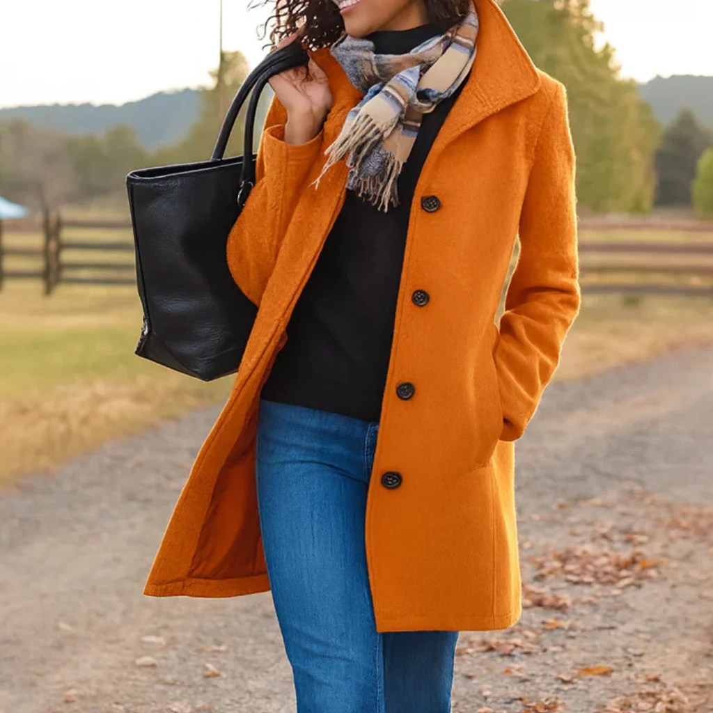 Mathilda | Damen Langer Trench Coat mit Knopfleiste