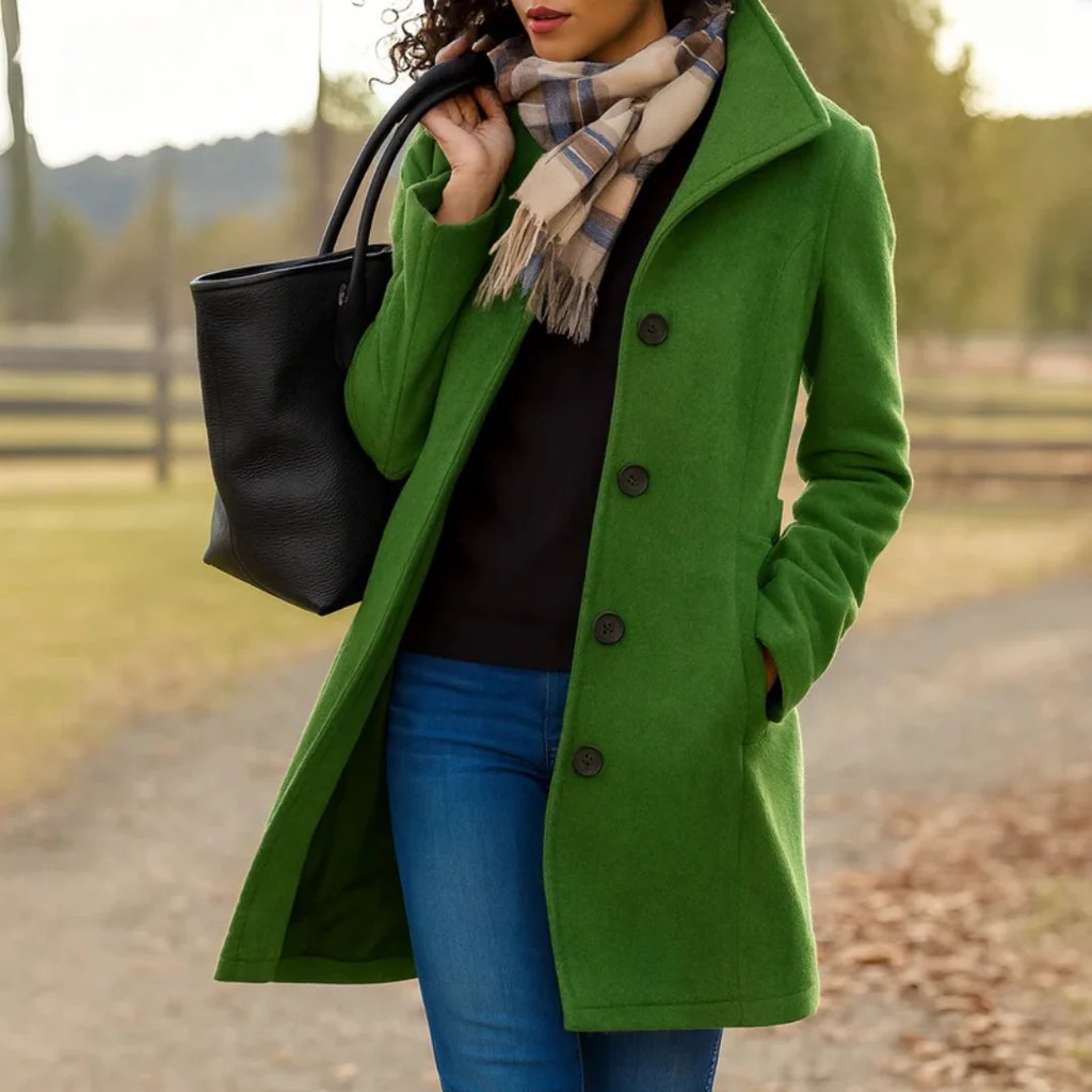 Mathilda | Damen Langer Trench Coat mit Knopfleiste