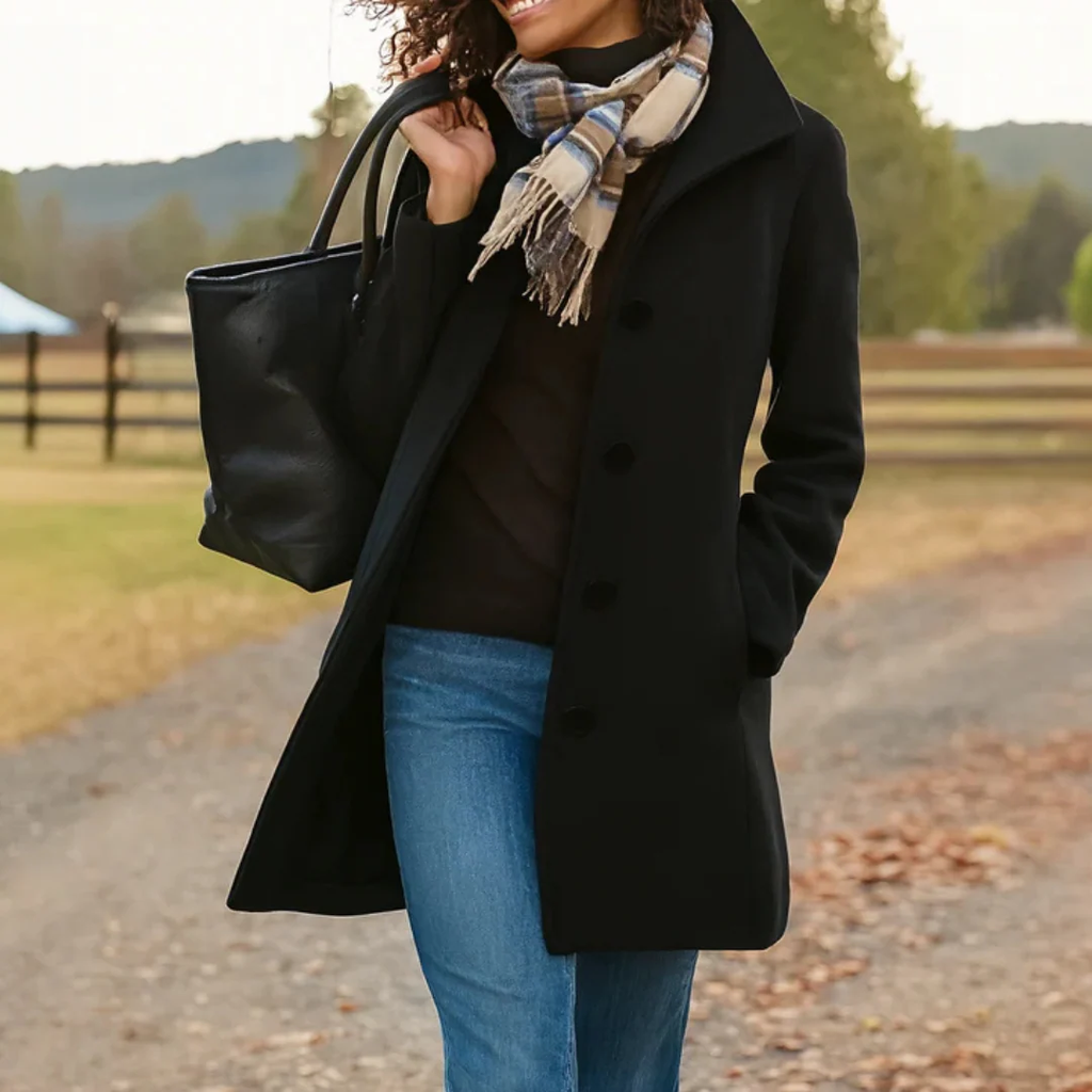 Mathilda | Damen Langer Trench Coat mit Knopfleiste