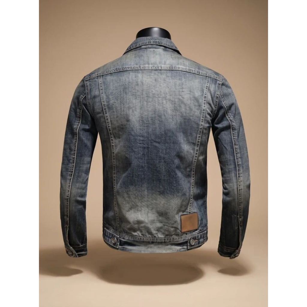 Matteo | Herren Dunkelgraue Denim Jacke mit Reißverschluss und Stil